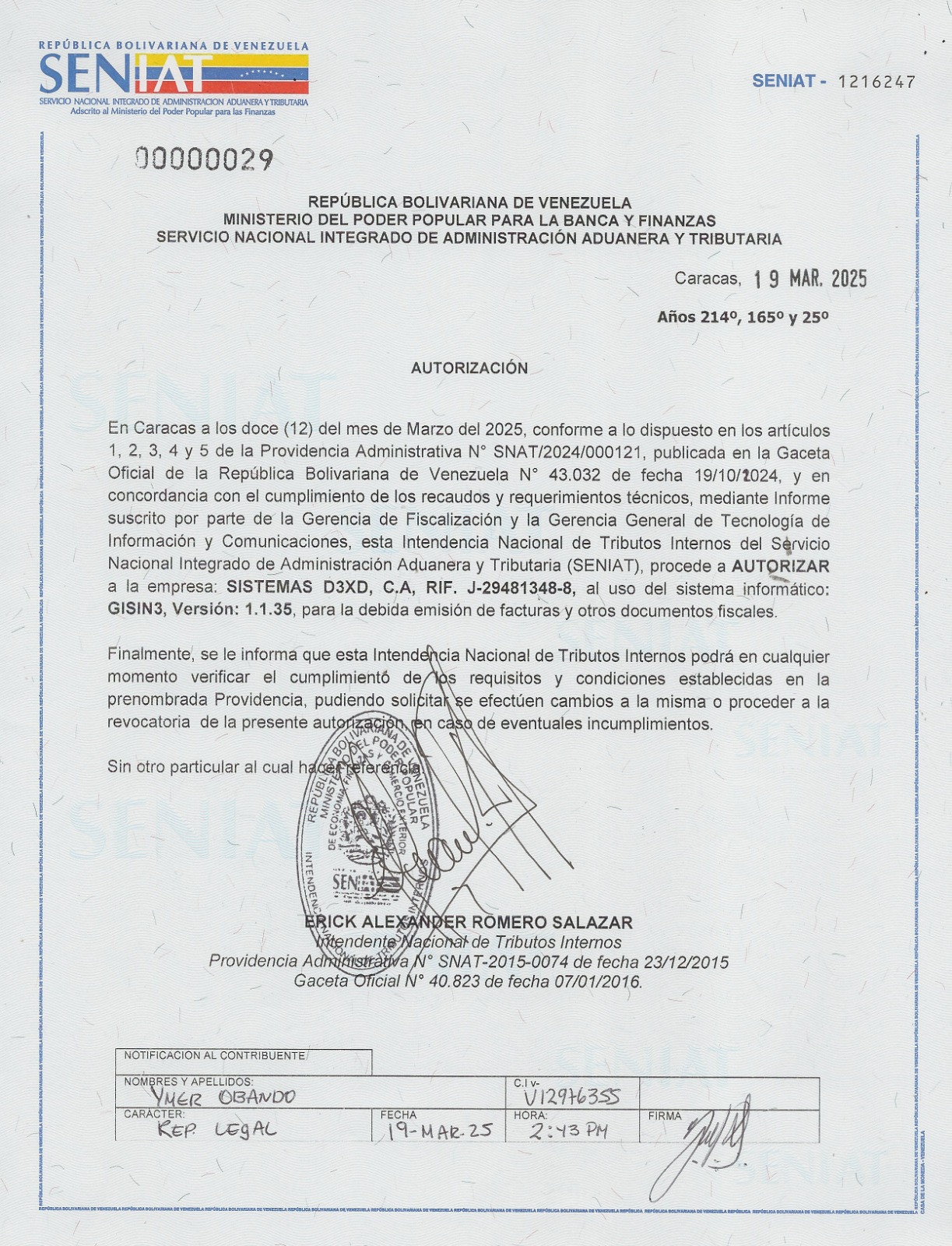 Certificado de Autorización